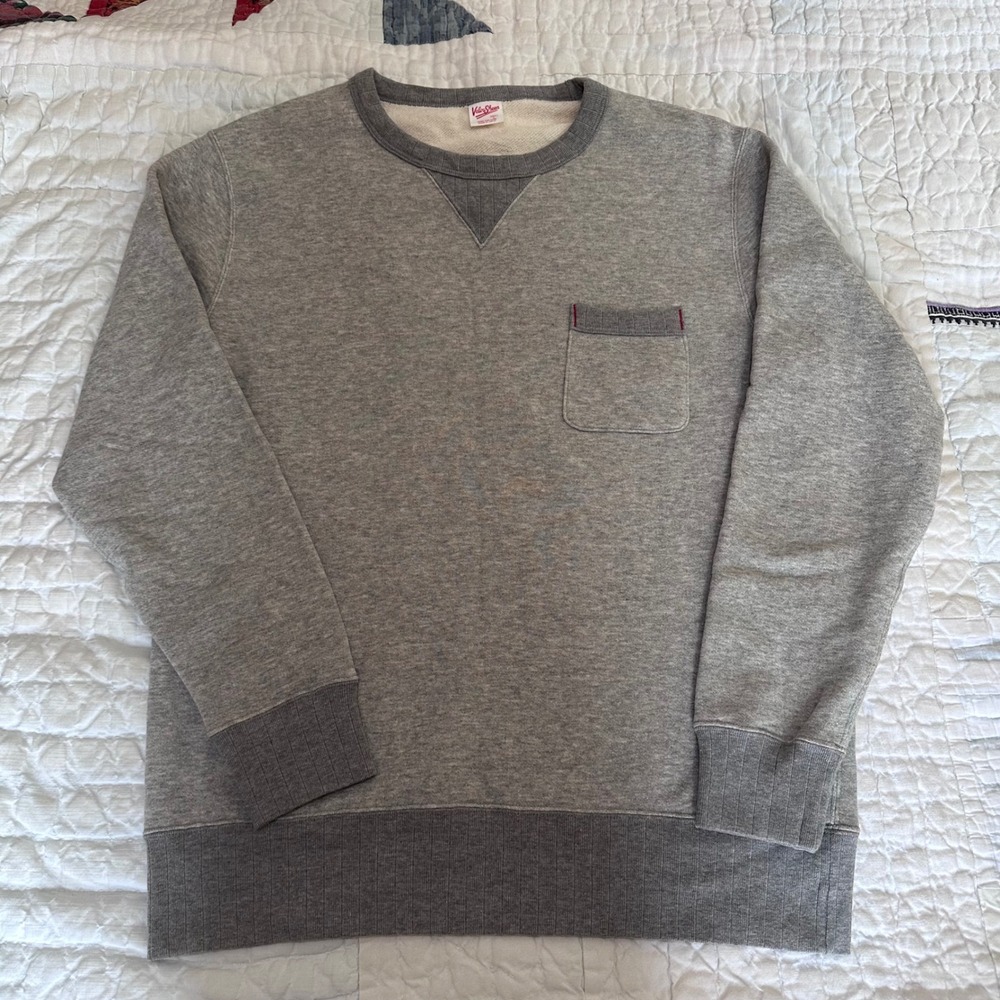 Velva Sheen Sweatshirt Gray Crew Neck Pocket Made in Japan Mens L